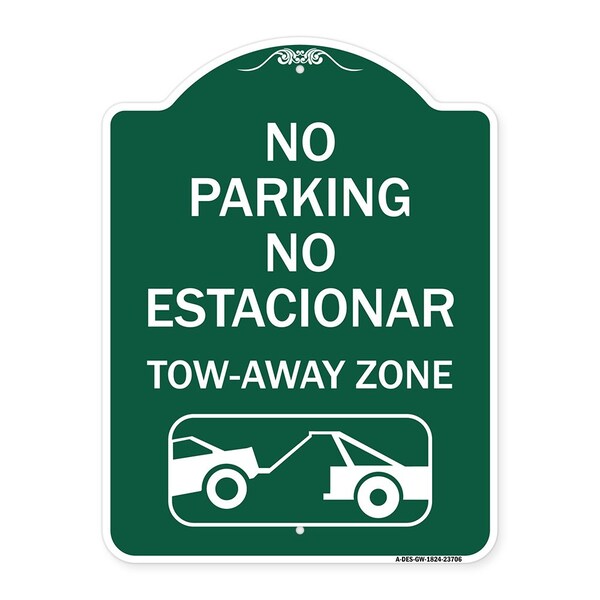 Signmission No Parking No Estacionar Tow Away Zone Directional Arrow Tacionamiento Zona De Carga, GW-1824-23706 A-DES-GW-1824-23706 - main